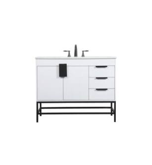 ARKA-E VF48842MWH Bathroom Vanity in White/Black