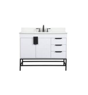 ARKA-E VF48842MWH-BS Bathroom Vanity in White/Black