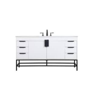 ARKA-E VF48860MWH Bathroom Vanity in White/Black