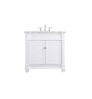 ARKA-E VF50036WH Bathroom Vanity in White/Brush Steel