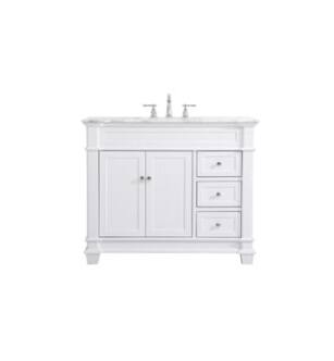 ARKA-E VF50042WH Bathroom Vanity in White/Brush Steel