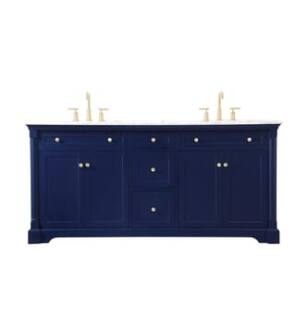 ARKA-E VF53072DBL Bathroom Vanity in Blue/Brushed Gold
