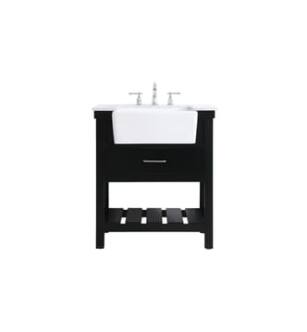 ARKA-E VF60130BK Bathroom Vanity in Black/Brushed Nickel