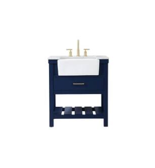 ARKA-E VF60130BL Bathroom Vanity in Blue/Gold
