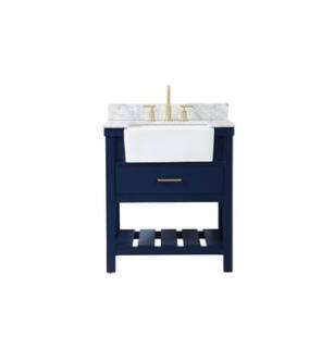 ARKA-E VF60130BL-BS Bathroom Vanity in Blue/Gold