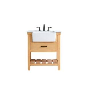 ARKA-E VF60130NW Bathroom Vanity in Natural Wood/Black