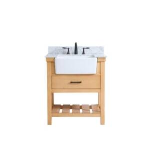 ARKA-E VF60130NW-BS Bathroom Vanity in Natural Wood/Black