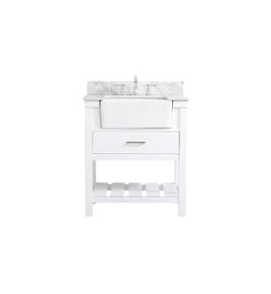 ARKA-E VF60130WH-BS Bathroom Vanity in White/Brushed Nickel