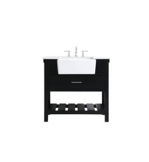 ARKA-E VF60136BK Bathroom Vanity in Black/Brushed Nickel