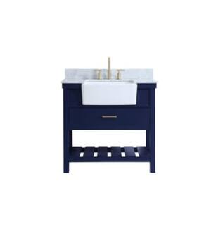 ARKA-E VF60136BL-BS Bathroom Vanity in Blue/Gold