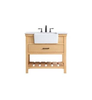 ARKA-E VF60136NW Bathroom Vanity in Natural Wood/Black