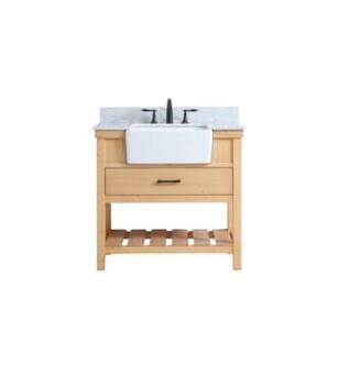 ARKA-E VF60136NW-BS Bathroom Vanity in Natural Wood/Black