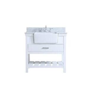 ARKA-E VF60136WH-BS Bathroom Vanity in White/Brushed Nickel
