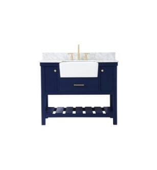 ARKA-E VF60142BL-BS Bathroom Vanity in Blue/Gold