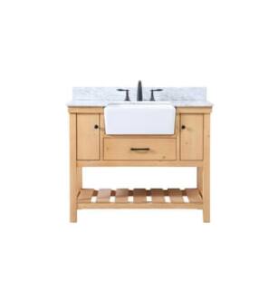 ARKA-E VF60142NW-BS Bathroom Vanity in Natural Wood/Black