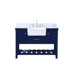 ARKA-E VF60148BL-BS Bathroom Vanity in Blue/Gold
