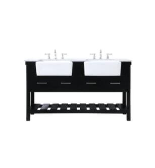 ARKA-E VF60160DBK Bathroom Vanity in Black/Brushed Nickel