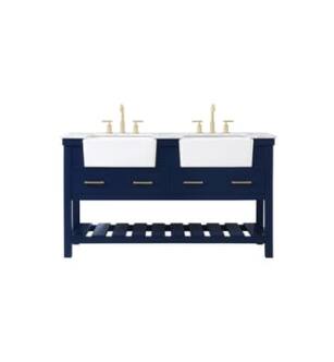 ARKA-E VF60160DBL Bathroom Vanity in Blue/Gold