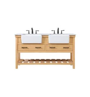 ARKA-E VF60160DNW Bathroom Vanity in Natural Wood/Black