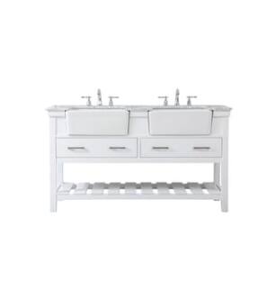 ARKA-E VF60160DWH Bathroom Vanity in White/Brushed Nickel