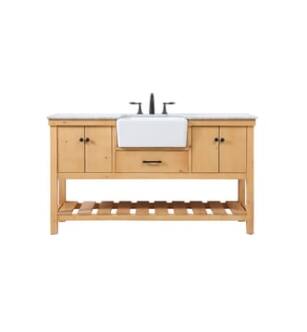 ARKA-E VF60160NW Bathroom Vanity in Natural Wood/Black