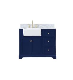 ARKA-E VF60242BL-BS Bathroom Vanity in Blue/Gold