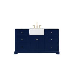 ARKA-E VF60260BL Bathroom Vanity in Blue/Gold
