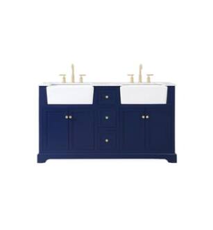 ARKA-E VF60260DBL Bathroom Vanity in Blue/Gold