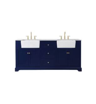 ARKA-E VF60272DBL Bathroom Vanity in Blue/Gold