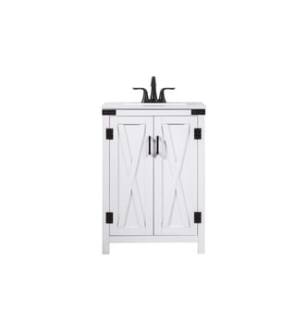 ARKA-E VF90224WH Bathroom Vanity in White/Black