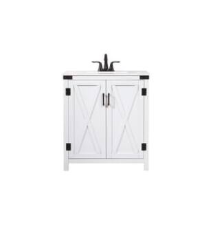 ARKA-E VF90230WH Bathroom Vanity in White/Black
