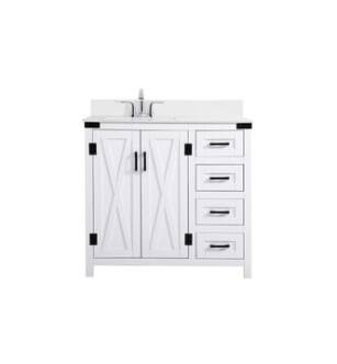 ARKA-E VF90236WH-BS Bathroom Vanity in White/Black