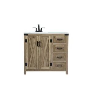 ARKA-E VF90236NT Bathroom Vanity in Natural Oak/Black