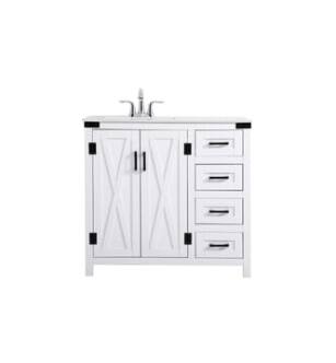ARKA-E VF90236WH Bathroom Vanity in White/Black