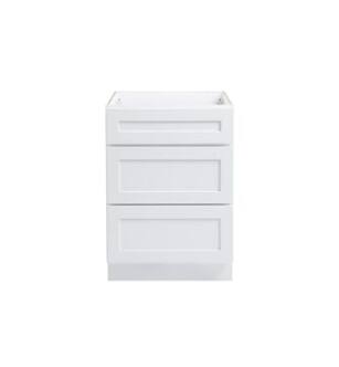 ARKA-E 3DB24-SKWH Shaker Style Kitchen Cabinet in White