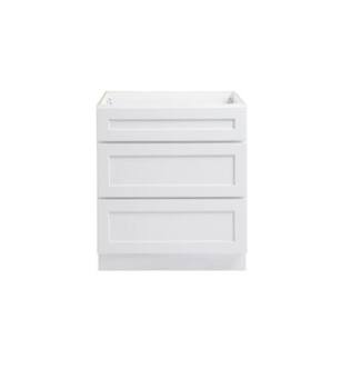ARKA-E 3DB30-SKWH Shaker Style Kitchen Cabinet in White