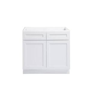 ARKA-E B36-2RO-SKWH Shaker Style Kitchen Cabinet in White