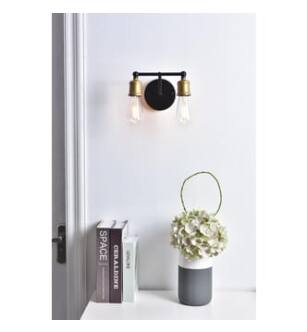 ARKA-E LD4028W9BRB Vanity Light in Brass/Black/Black