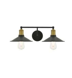 ARKA-E LD4033W21BRB Vanity Light in Brass/Black/Black