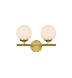 ARKA-E LD7301W15BRA Vanity Light in Brass/Frosted White/Brass