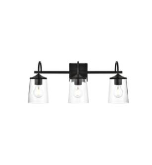 ARKA-E LD7313W24BLK Vanity Light in Black/Clear/Black