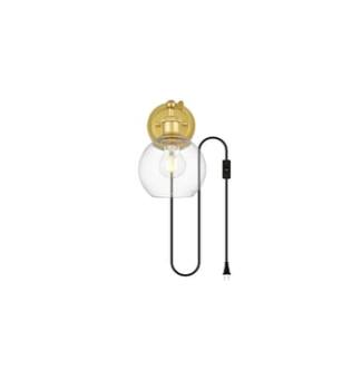 ARKA-E LD7330W6BRA Vanity Light in Brass/Clear/Brass