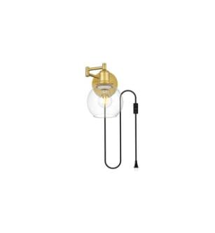 ARKA-E LD7332W6BRA Vanity Light in Brass/Clear/Brass