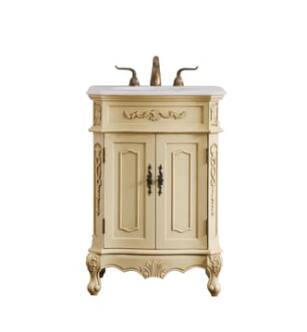 ARKA-E VF10124LT Bathroom Vanity in Light Antique Beige/Antique Metal