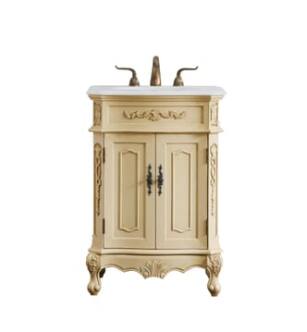 ARKA-E VF10124LT-VW Bathroom Vanity in Light Antique Beige/Antique Bronze