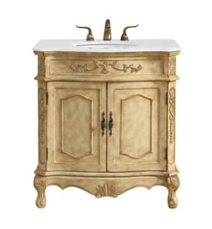 ARKA-E VF10132AB-VW Bathroom Vanity in Antique Beige/Antique Bronze