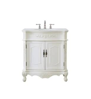 ARKA-E VF10132AW-VW Bathroom Vanity in Antique White/Antique Bronze