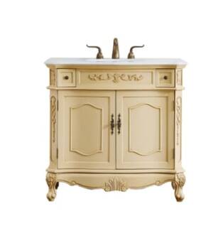 ARKA-E VF10136LT-VW Bathroom Vanity in Light Antique Beige/Antique Bronze