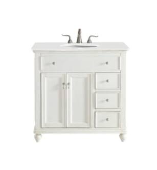 ARKA-E VF12336AW-VW Bathroom Vanity in Antique White/Brushed Nickel