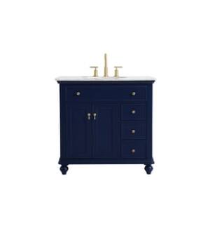 ARKA-E VF12336BL Bathroom Vanity in Blue/Gold